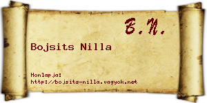 Bojsits Nilla névjegykártya